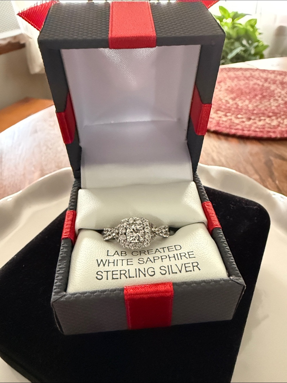 Sterling Silver White Sapphire Halo Ring - White size 7